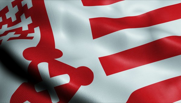 Foto einer wehenden Stadtflagge von Soest