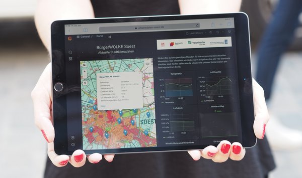 Klimadaten Bürgerwolke online auf iPad.
