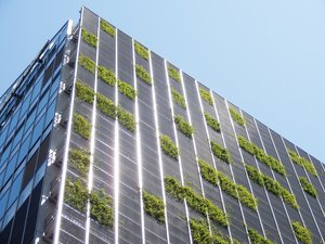 Dach- und Fassadenbegrünung eines Unternehmens.