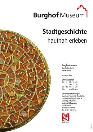 Plakat des Burghofmuseums mit Öffnungszeiten