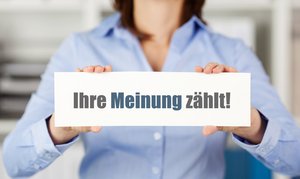 Aufschrift Ihre Meinung zählt.